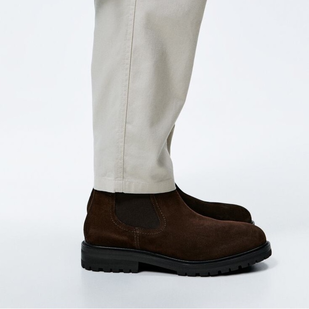 NWT. Zara Man Brown Suede Leather Chelsea Ankle Boots. Size 7.  9 - Picture 6 of 10